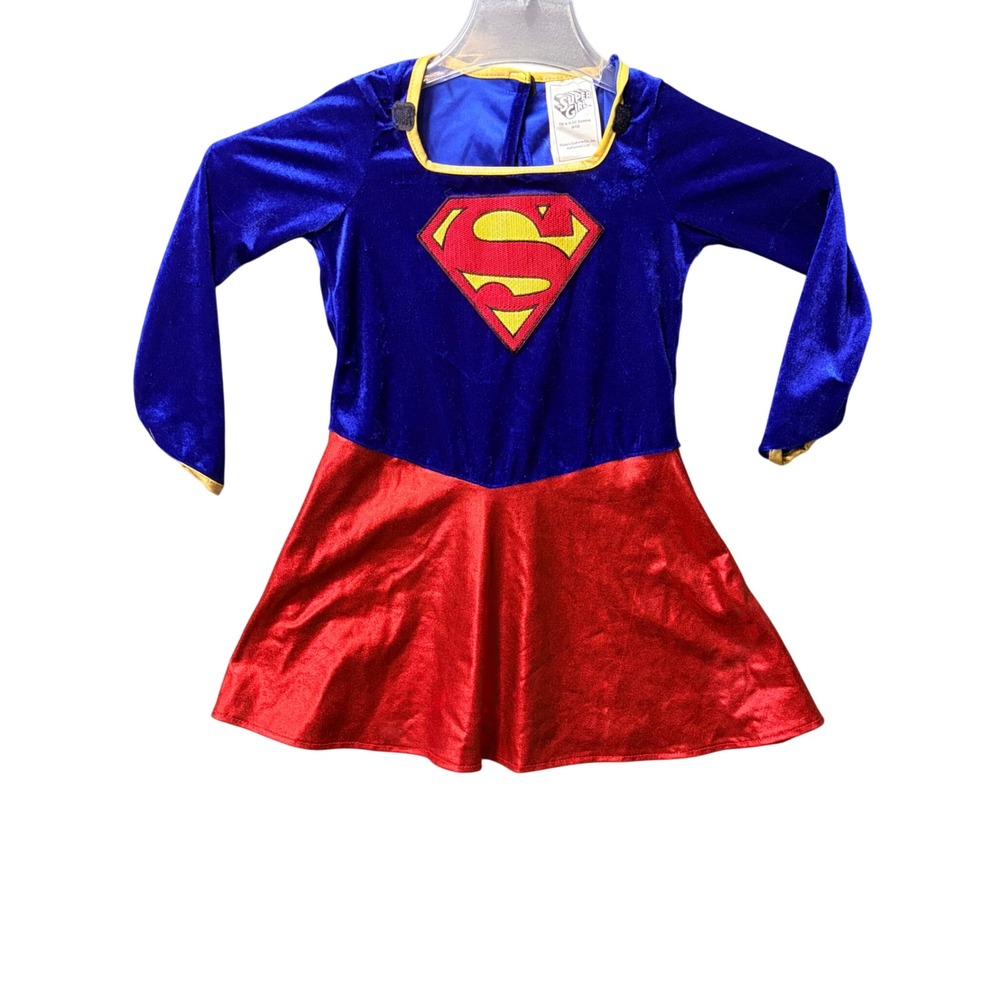 Rubie's Supergirl‎ Costume Dress Kids Small Blue Red Metallic Velvet No Cape
